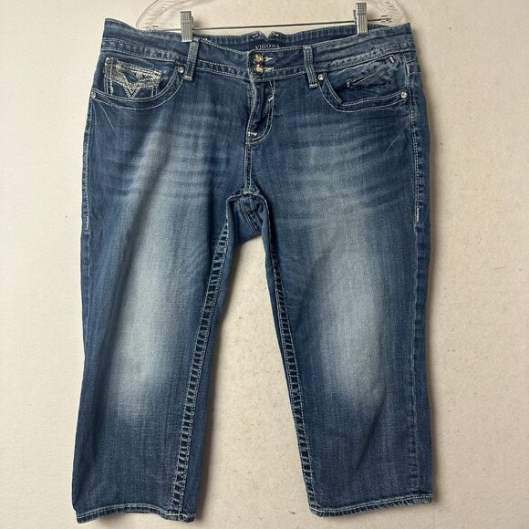Vigoss The Chelsea Capri Jeans Plus Size 18  Stretch embroidered embellished - Picture 4 of 8